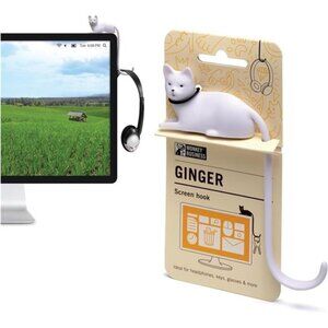 Monkey Business Ginger The Cat Tail Hook for Computer Screen, Tight Spaces